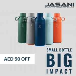Jasani Bottles with promotion label and tagline